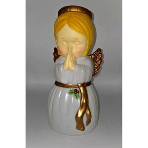 Baby Angle Blow Mold Praying Holly Design, Gold Trim Table Top Light Up 11"